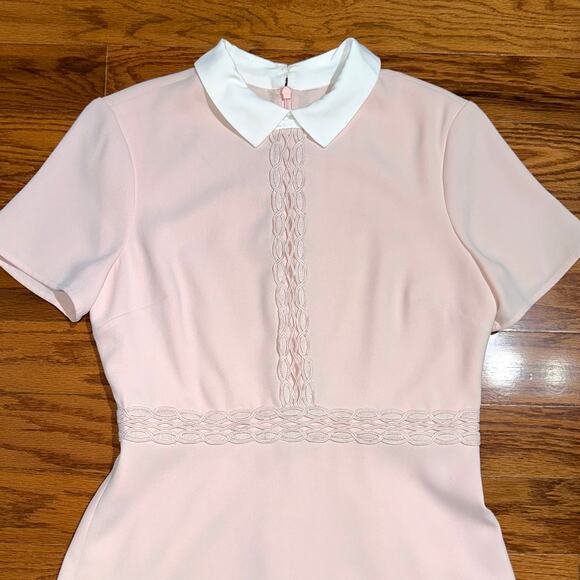 CeCe Blush Pink Peter Pan Collar Short Sleeve Fit & Flare Dress Size 4 - Picture 7 of 14